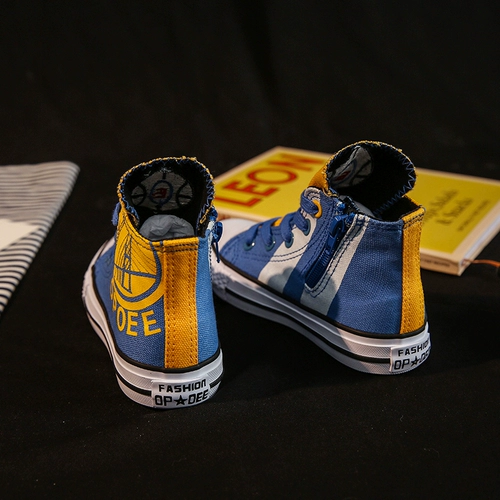 Весенняя детская тканевая высокая баскетбольная обувь для мальчиков, кроссовки, модель весна/осень 2022 года, широкая цветовая палитра