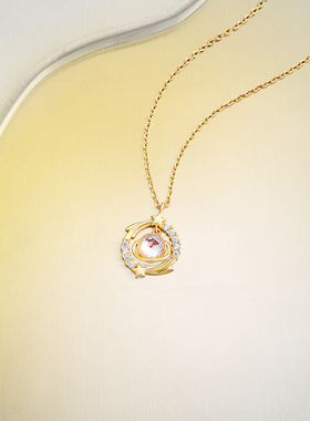 周六福项链女幻彩月光链坠S925银