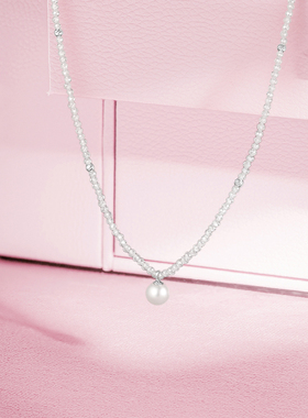 周六福淡水珍珠项链女链坠S925银