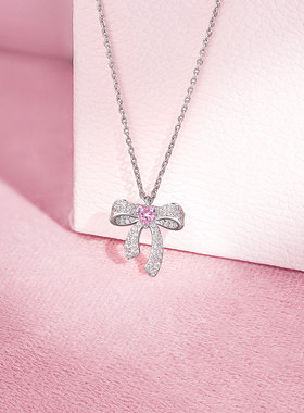 周六福蝴蝶结925银项链本命年