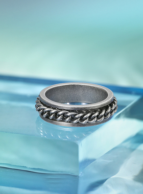 周六福珠宝复古银饰戒指ICON银饰