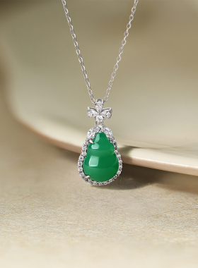 周六福葫芦项链女S925银玉髓链坠