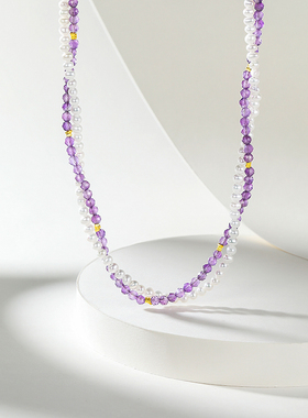 周六福S925银女葡萄珍珠项链