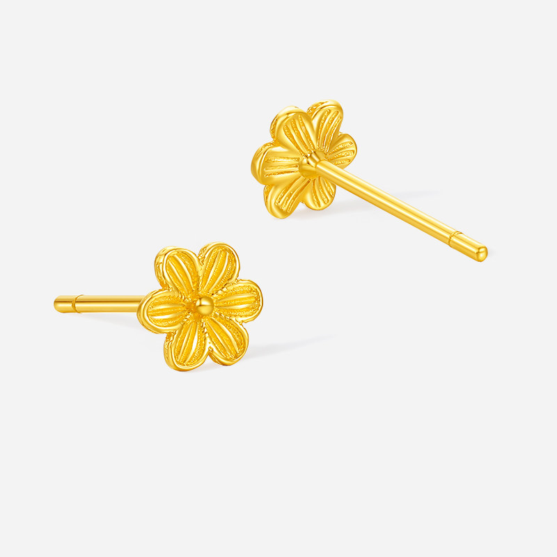 周六福5G足金黄金计价耳饰绽放水仙花耳钉520礼物,淘宝优惠券,粉丝福利购,淘宝优惠卷