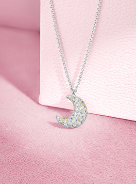 周六福小月亮项链女链坠S925银时