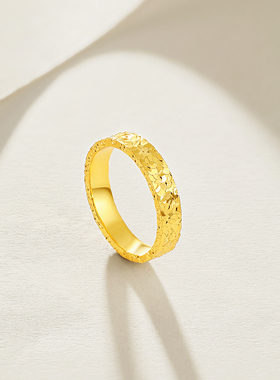 碎冰冰银戒指爆闪黄金色