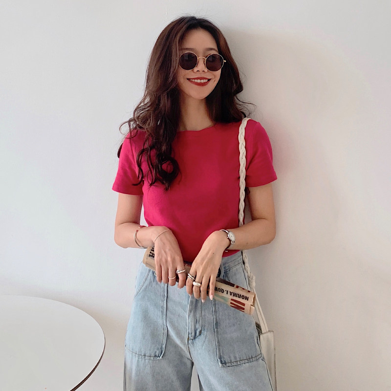 火龙果色短袖2020夏季新款ins t恤 迷样女子T恤
