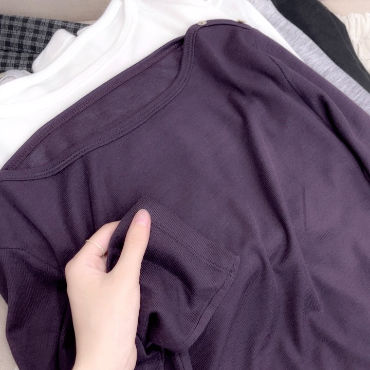 气质单品！【一字领贝壳扣】圆领套头纯色百搭宽松长袖T恤打底衫,淘宝优惠券,粉丝福利购,淘宝优惠卷