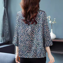 Early autumn new womens clothing 2023 Hangzhou high-end real silk blouses Guido womans mother clothes crushed flowers 70% sleeves shirt female