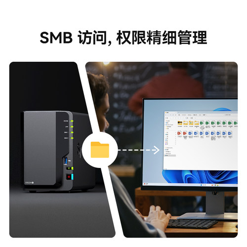 Synology群晖DS225+四核心2盘位NAS私有云主机网络存储服务器办公文件共享备份群辉可搭apple tv DS224+升级 - 图1