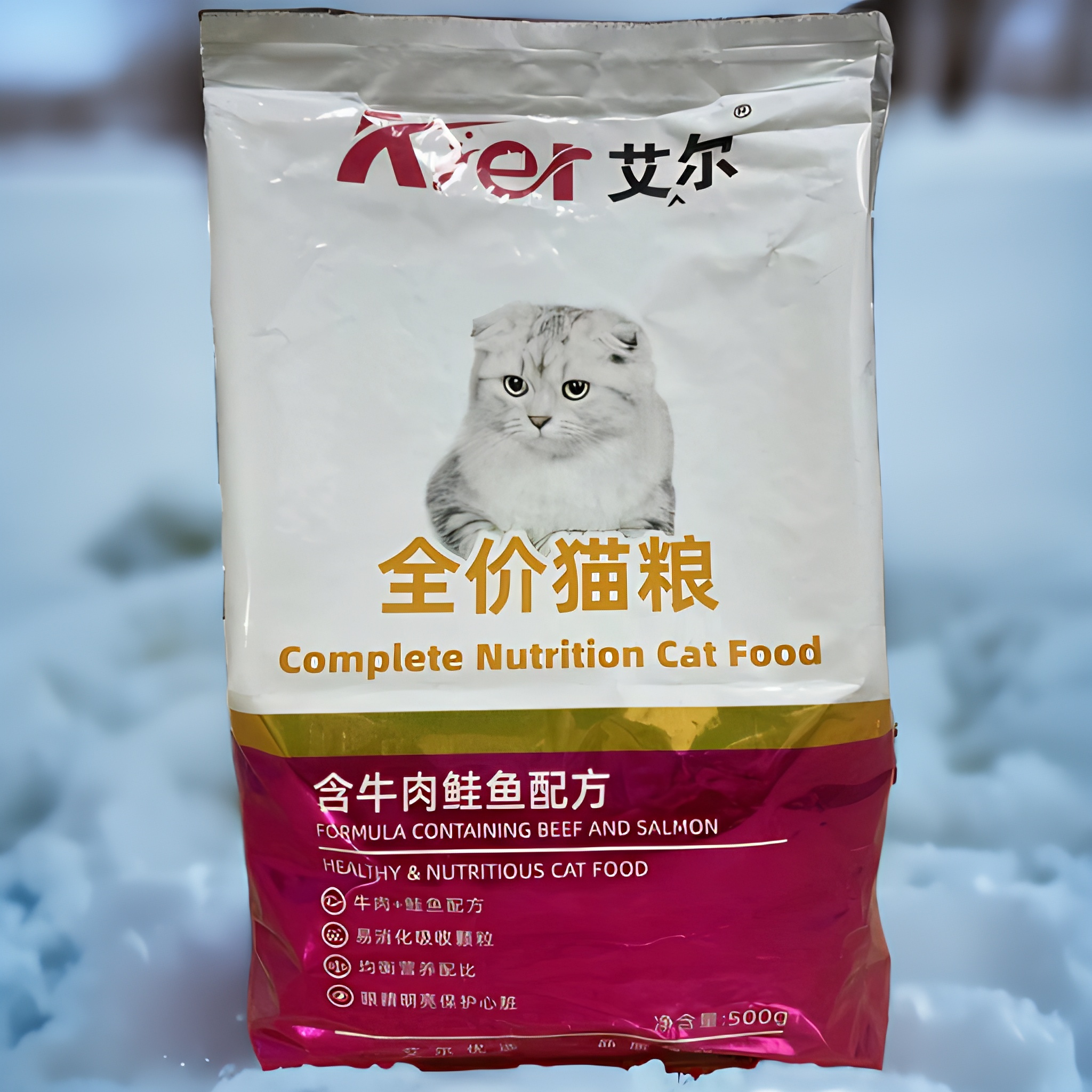 艾尔猫粮成猫幼猫深海鱼装猫粮牛肉500G*5包挑嘴美毛英短蓝猫5斤 - 图2