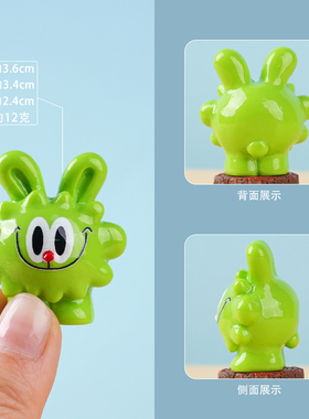网红创意蛋仔炸毛兔创意潮玩桌面小摆件树脂装饰可爱萌粒车载摆件