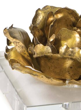 现 纽约下城公园进口阿黛琳娇美古典金玉兰水晶底座烛台摆件