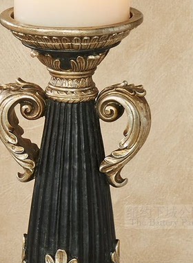 黑金古典苕茛罗纹烛台组