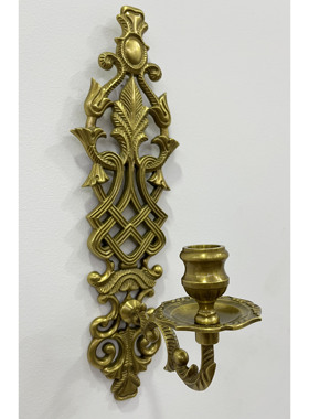 古典绳花纹铜质壁饰装饰烛台