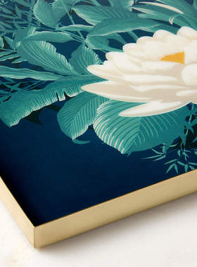 现 纽约下城公园进口白莲花度假村联名珐琅亮面装饰托盘摆件