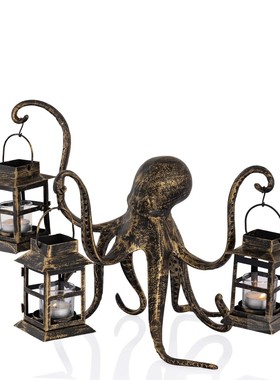 现纽约下城公园进口SPI七上八下的章鱼哥铸铝美式趣味提灯烛台