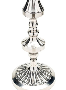 现纽约下城公园进口格林威治经典餐桌美式手工铜质银色烛台高58cm