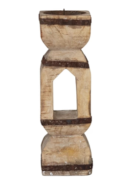 现 纽约下城公园进口古老的柱廊手工雕刻老木铁皮镂空烛台两款