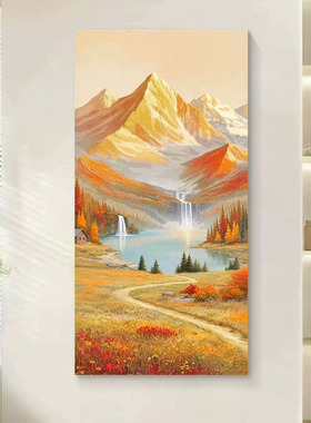 聚宝盆山水客厅玄关手绘油画