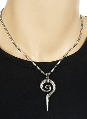 复古缠绕花纹蛇杖几何十字架项链钛钢吊坠潮流毛衣链百搭饰品项坠