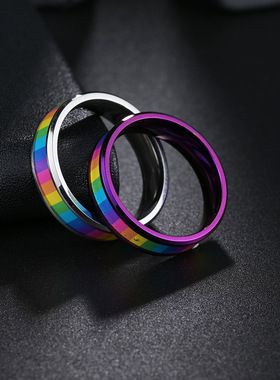招财转运戒指男女生钛钢戒指时尚个性九紫离火指环饰品洗水不掉色