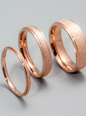 2/4/6细戒指不锈钢磨砂尾戒简约时尚流行饰品情侣对戒潮流百搭