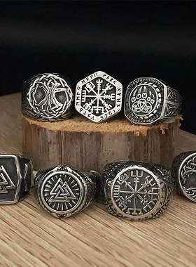 欧美风男生戒指高级感朋克嘻哈气质个性钛钢指环潮流尾戒百搭大码