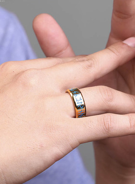 钛钢男戒指高级感复古卢恩文朋克嘻哈时尚潮流学生指环百搭不掉色