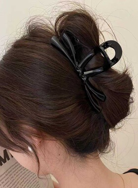 韩国夏季新款果冻冰透蝴蝶结发夹甜美气质后脑勺抓夹鲨鱼夹发饰女