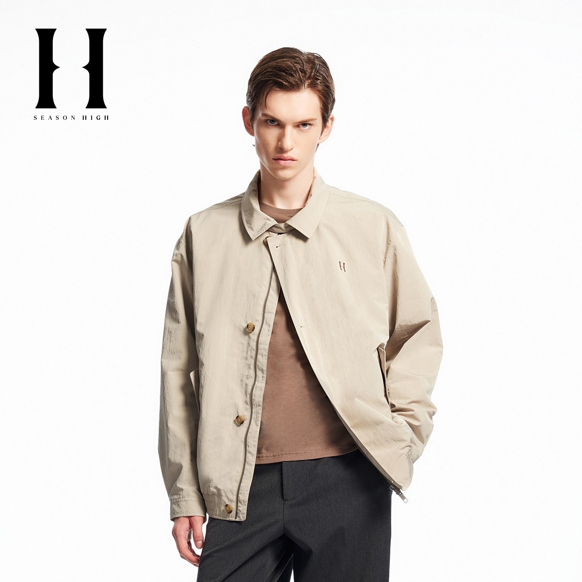 SEASON HIGH男装夹克秋季新款时尚刺绣贴袋舒适宽松休闲上衣,淘宝优惠券,粉丝福利购,淘宝优惠卷