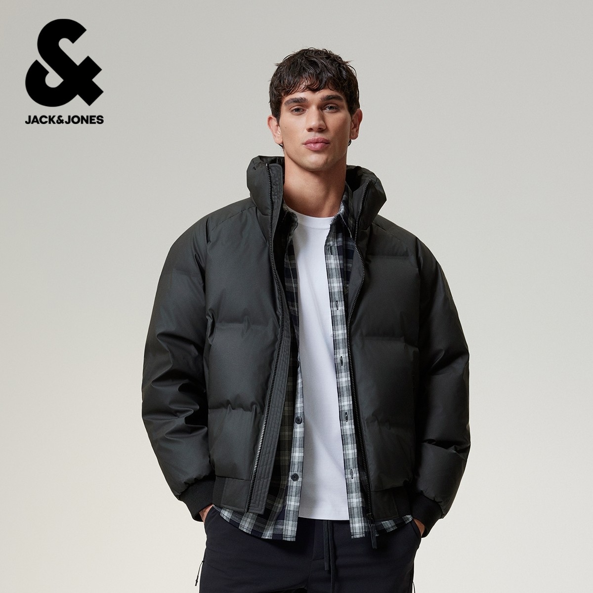 【AT系列】杰克琼斯男装短款羽绒服男春新款简约纯色立领宽松外套,淘宝优惠券,粉丝福利购,淘宝优惠卷