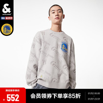 Jack Jones Autumn Winter New Mens NBA Joint Warriors 100 Hitch Fashion Letters Round Knit Sweater Mens Clothing