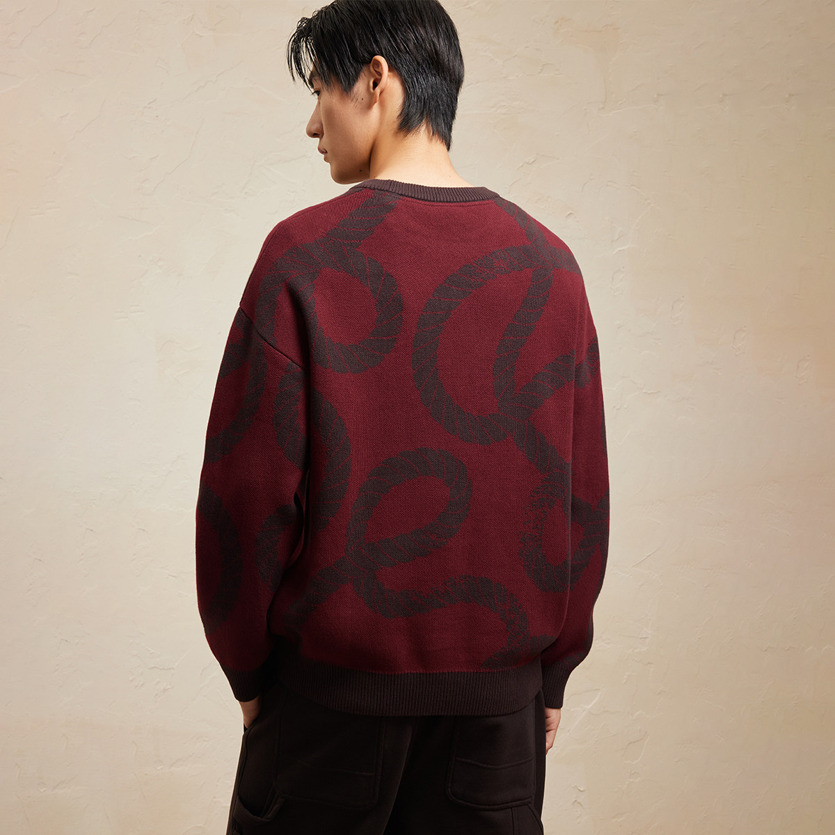 杰克琼斯2025年春红色宽松毛衣本命年新年针织衫刺绣情侣上衣男装,淘宝优惠券,粉丝福利购,淘宝优惠卷