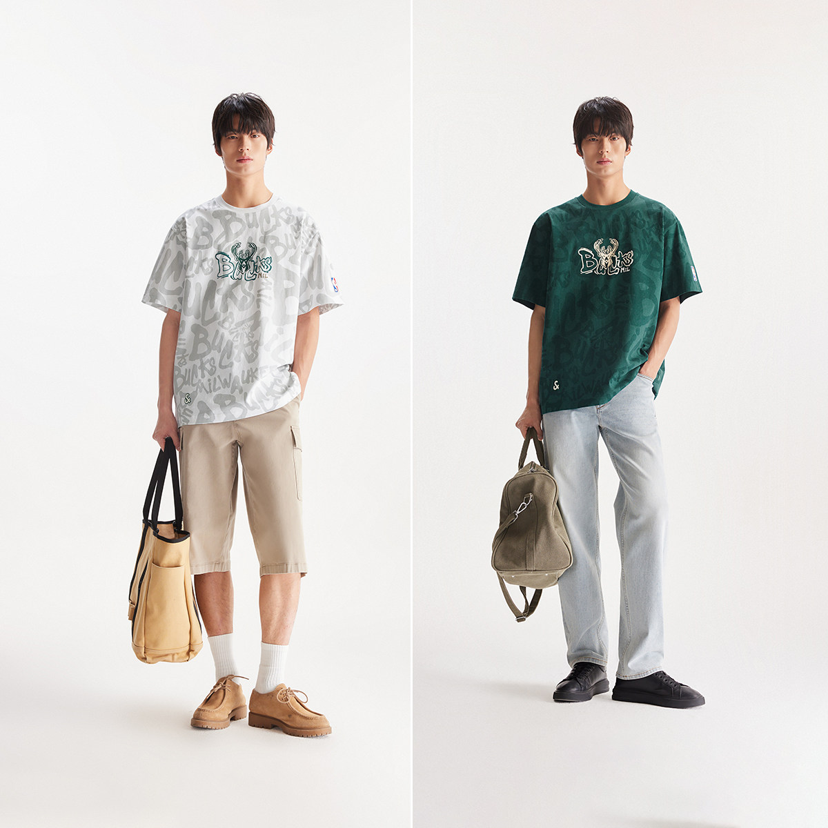 【NBA联名款雄鹿队】杰克琼斯男装春季T恤时尚满印印花宽松,淘宝优惠券,粉丝福利购,淘宝优惠卷