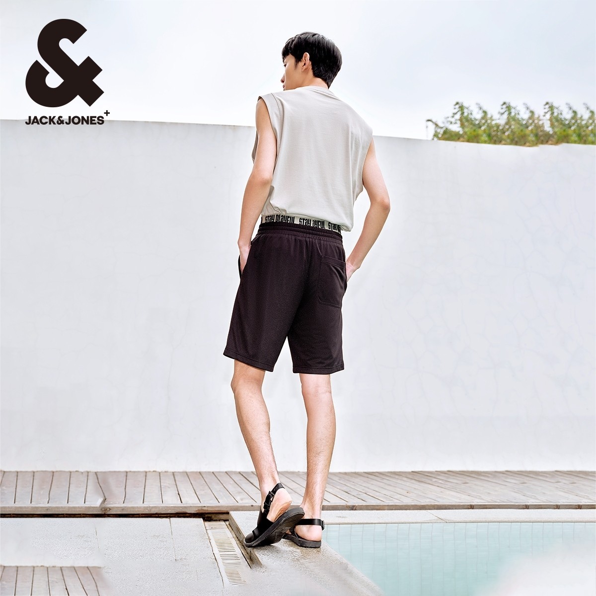 t区杰克琼斯春夏舒适通勤抽绳系带腰头舒适百搭直筒休闲短裤男装,淘宝优惠券,粉丝福利购,淘宝优惠卷