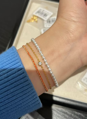 本命年编织红绳双层手链女18k钻石简约时尚百搭转运手链 可定制