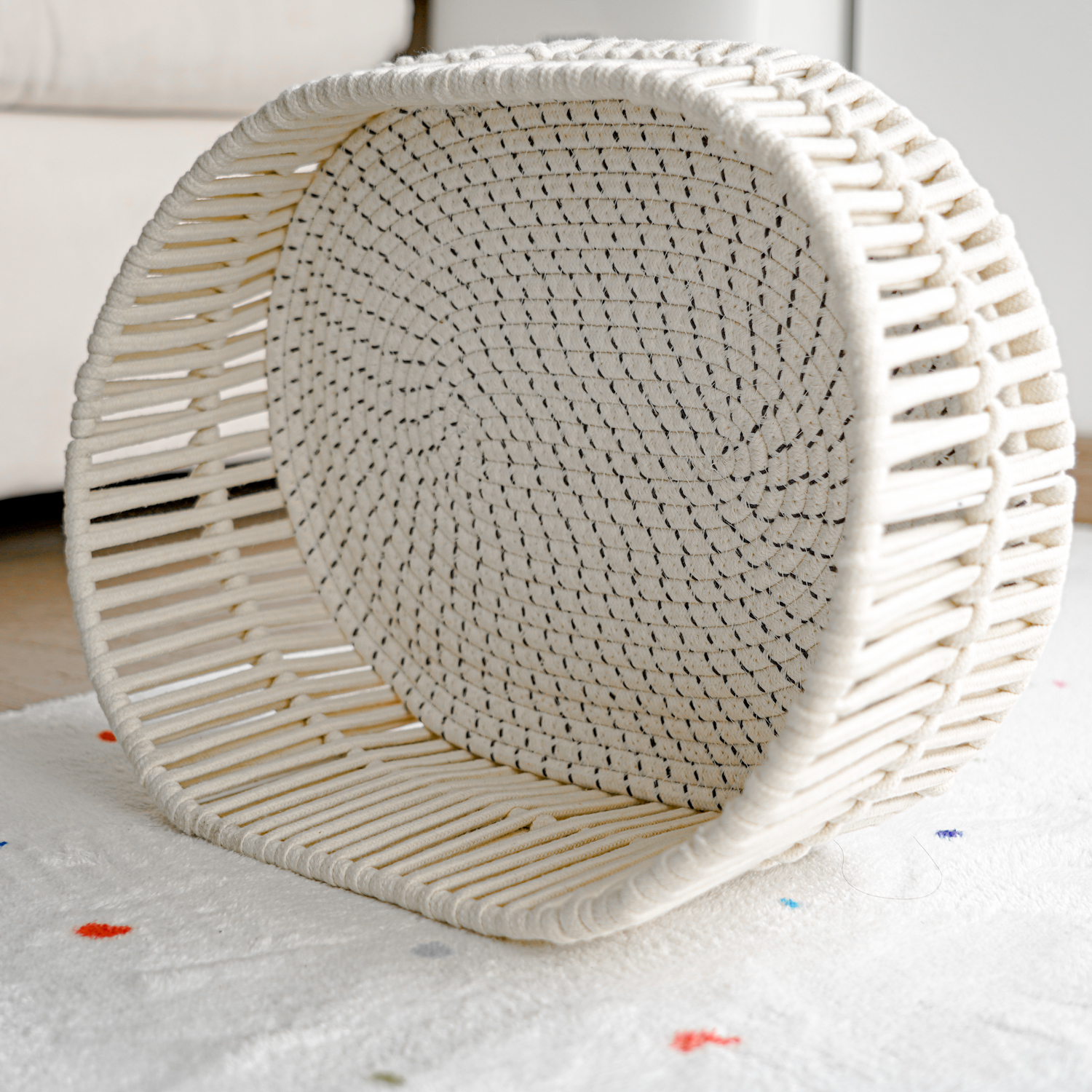 手工棉绳编织牢固不塌棉麻猫窝结实耐用简约颜值铁艺椭圆形开放式 - 图2