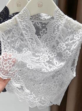 镂空2026新款毛衣假领子蕾丝假领花边打底衫女款短款叠穿无袖内搭