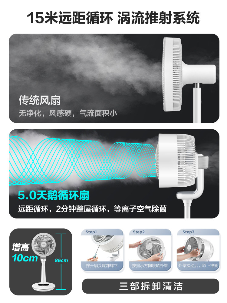 艾美特空气循环家用落地扇台式扇 艾美特电器空气循环扇
