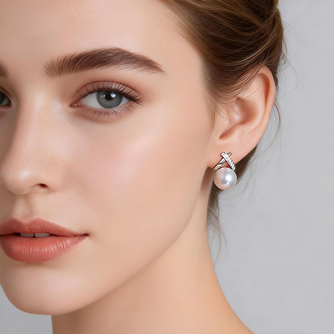 LisaCreation高级感交叉海水珍珠耳钉 18k金女轻奢气质镶钻石耳环,淘宝优惠券,粉丝福利购,淘宝优惠卷