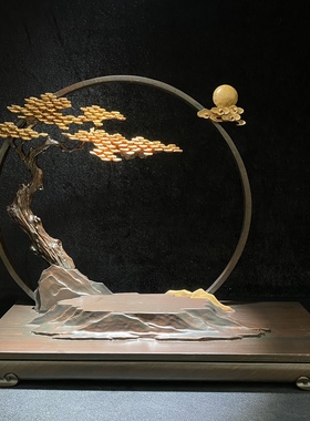 新中式平台大尺寸树脂仿实木奇石底座装饰摆件创意客厅高档大气