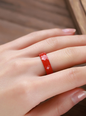 保真红朱砂戒指男女款天然原矿