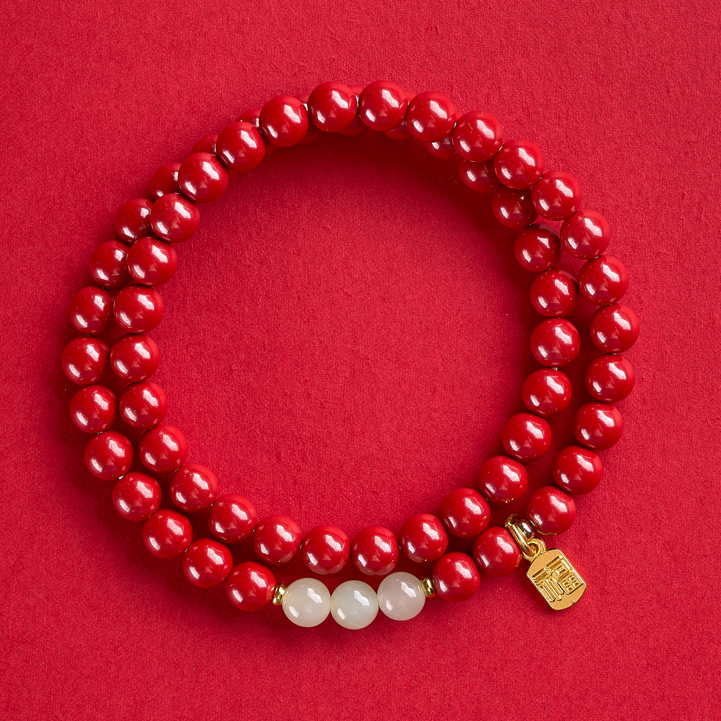 帝王砂双圈女款朱砂手串两圈叠戴紫金砂手链轻奢和田玉正品高纯度 - 图2