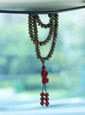 天然绿檀手串女木质文玩朱砂貔貅