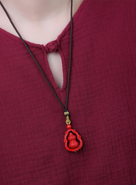 朱砂毛衣链时来运转福禄葫芦吊坠