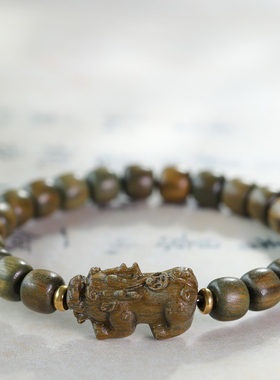 绿檀木貔貅手串盘玩男女盘串