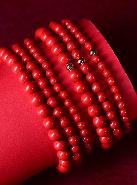 天然朱砂手链女官方旗舰店正品红砂极细手串男女款本命年情侣礼物