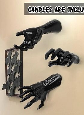 3PCS Halloween Wall Decorations Creepy Hands Candles Holder