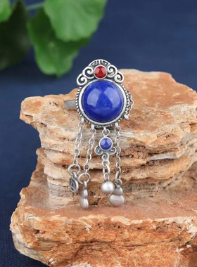 925纯银天然青金石民族风女生